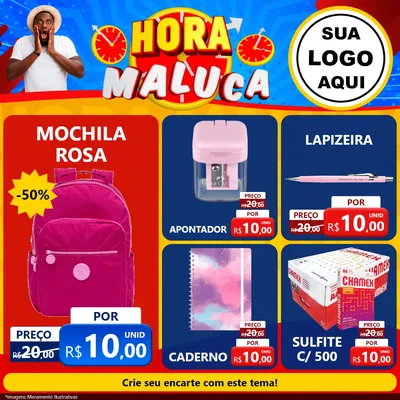 Modelo de Rede Social para Feed Facebook com o tema Hora Maluca para Papelaria
