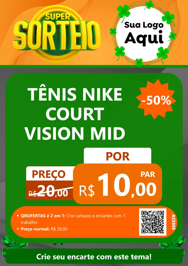 Modelo de Cartaz para Cartaz A4 Vertical com o tema Super Sorteio para Calçados
