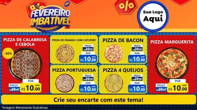 Modelo de TV para TV Horizontal com o tema Fevereiro Imbatível para Pizzaria