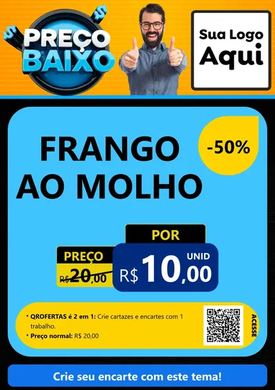 Modelo de Cartaz para Cartaz A4 Vertical com o tema Preço Baixo para Restaurante