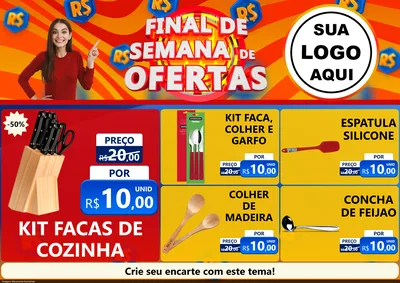 Modelo de Encarte para Encarte A4 Horizontal com o tema Final de Semana de Ofertas para Utilidades Domésticas