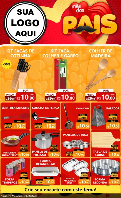 Modelo de Encarte para Encarte Grande com o tema Mês Dos Pais para Utilidades Domésticas