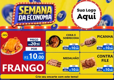 Modelo de Encarte para Encarte A4 Horizontal com o tema Semana da Economia para Assados