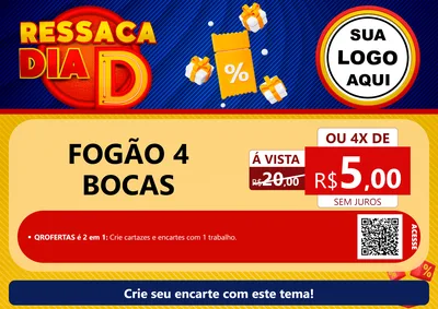 Modelo de Cartaz para Cartaz A4 Horizontal com o tema Ressaca Dia D para Móveis e Eletro