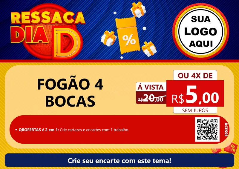 Modelo de Cartaz para Cartaz A4 Horizontal com o tema Ressaca Dia D para Móveis e Eletro