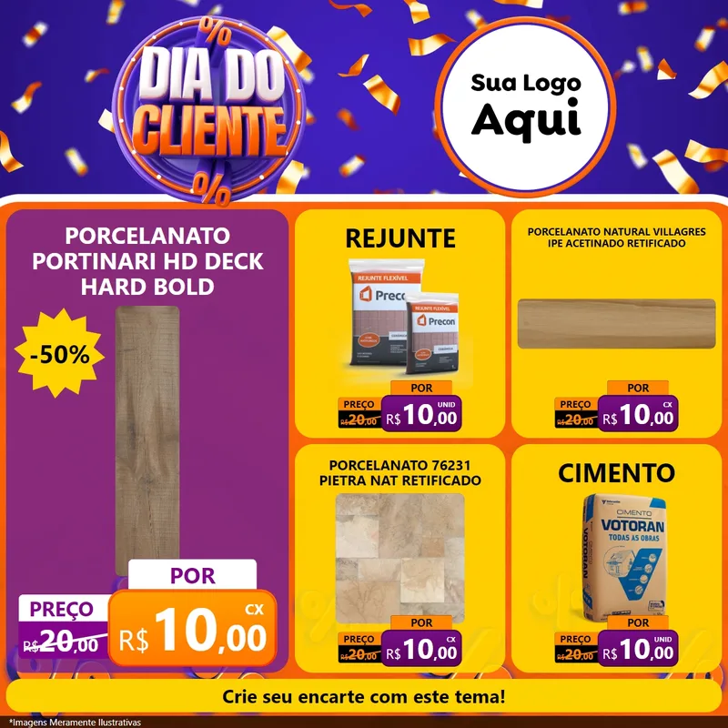 Modelo de Rede Social para Feed Facebook com o tema Dia do Cliente para Pisos e revestimentos