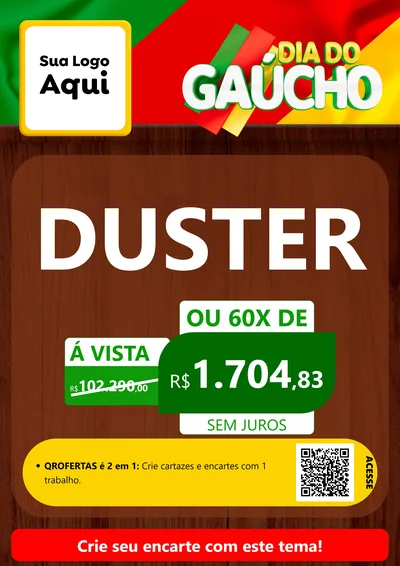 Modelo de Cartaz para Cartaz A4 Vertical com o tema Dia do Gaúcho para Concessionaria de Carros