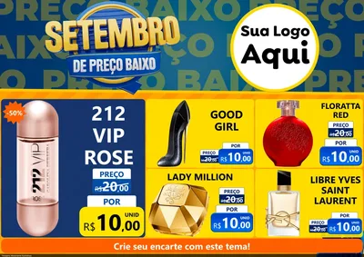 Modelo de Encarte para Encarte A4 Horizontal com o tema Setembro De Preço Baixo para Perfumes