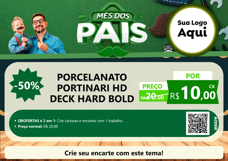 Modelo de Cartaz para Cartaz A4 Horizontal com o tema Mês dos Pais para Pisos e revestimentos
