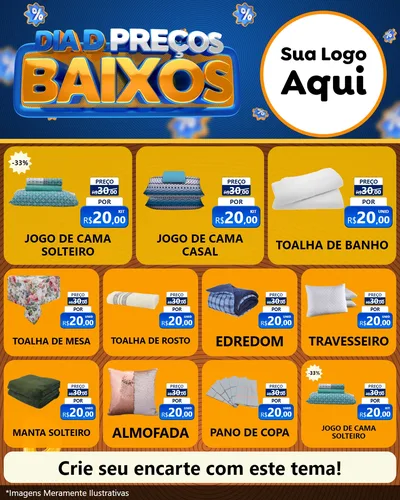 Modelo de Rede Social para Feed Instagram com o tema Dia D Preço Baixo para Cama, Mesa e Banho