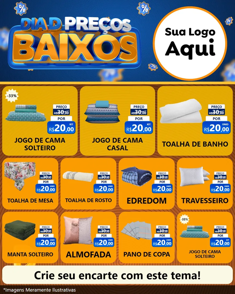 Modelo de Rede Social para Feed Instagram com o tema Dia D Preço Baixo para Cama, Mesa e Banho