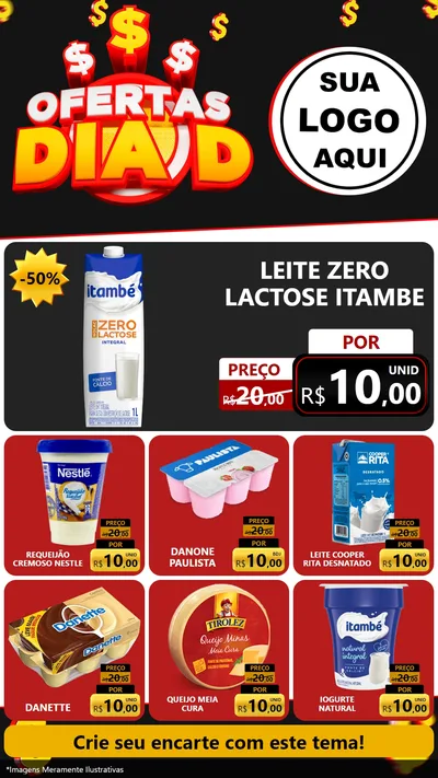 Modelo de Rede Social para Stories com o tema Ofertas Dia D para Frios e Laticínios