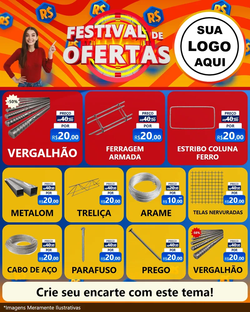 Modelo de Rede Social para Feed Instagram com o tema Festival de Ofertas para Ferragens