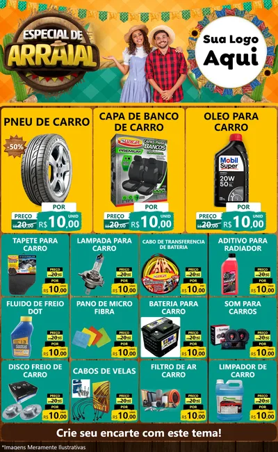 Modelo de Encarte para Encarte Grande com o tema Especial De Arraial para Auto peças