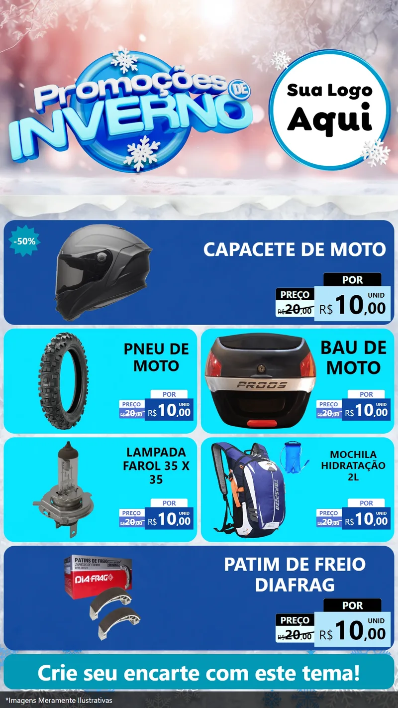 Modelo de TV para TV Vertical com o tema Promoções de Inverno para Moto peças