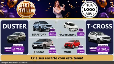 Modelo de TV para TV Horizontal com o tema Ofertas de Réveillon para Concessionaria de Carros