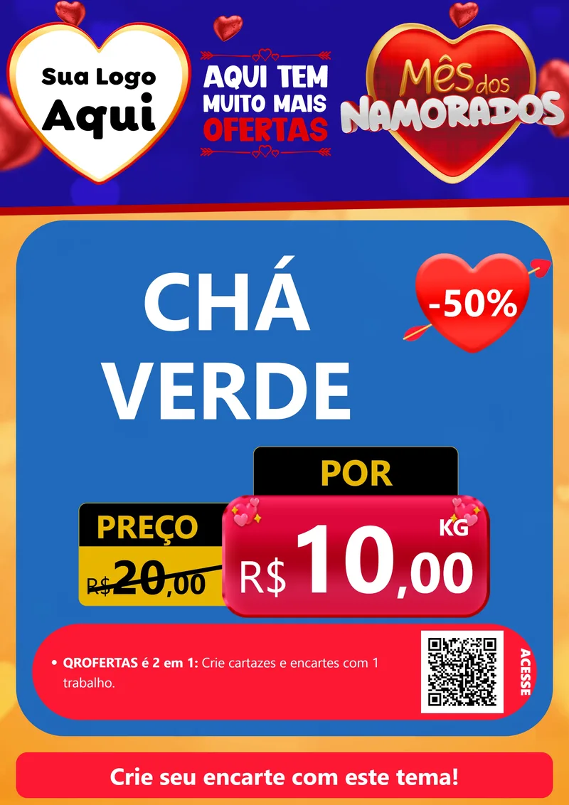 Modelo de Cartaz para Cartaz A4 Vertical com o tema Mês dos Namorados para Produtos Naturais