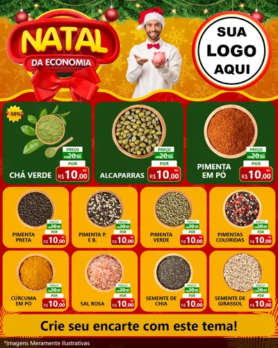 Modelo de Rede Social para Feed Instagram com o tema Natal da Economia para Produtos Naturais