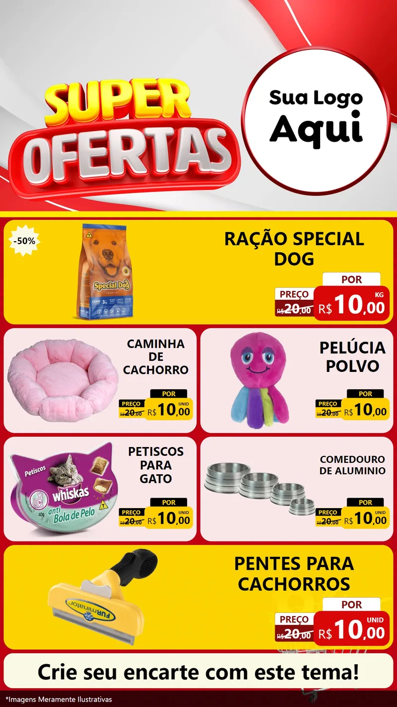 Modelo de TV para TV Vertical com o tema Super Ofertas para Pet Shop