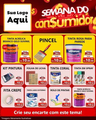 Modelo de Rede Social para Feed Instagram com o tema Semana do Consumidor para Tintas e Ferramentas