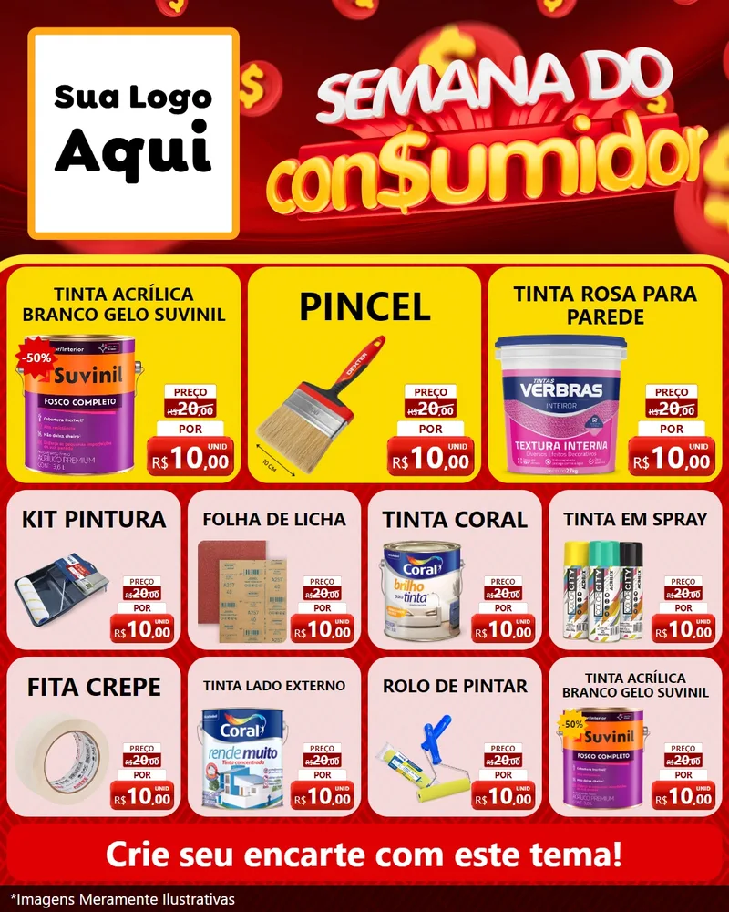 Modelo de Rede Social para Feed Instagram com o tema Semana do Consumidor para Tintas e Ferramentas