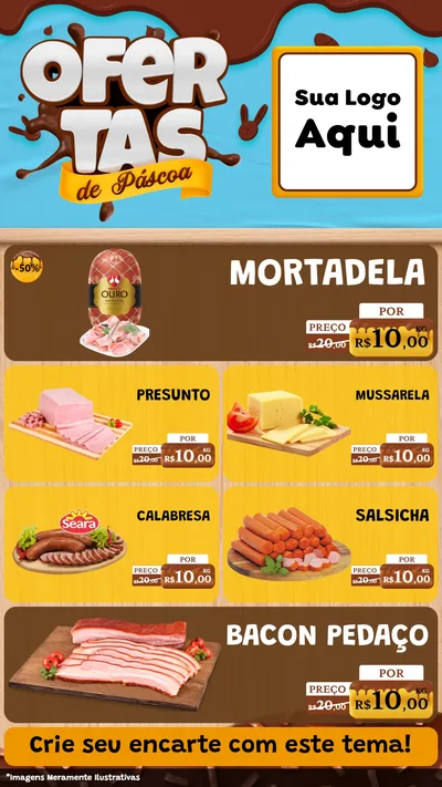 Modelo de TV para TV Vertical com o tema Ofertas de Páscoa para Frios e Laticínios