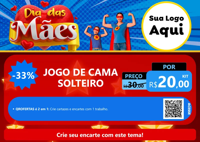 Modelo de Cartaz para Cartaz A4 Horizontal com o tema Dia das Mães para Cama, Mesa e Banho