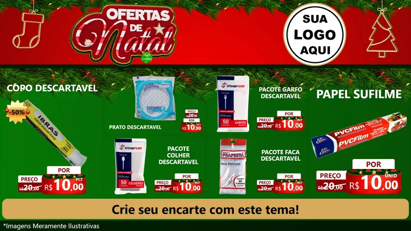 Modelo de TV para TV Horizontal com o tema Ofertas de Natal para Embalagens