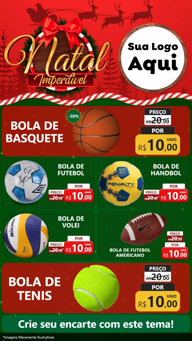 Modelo de TV para TV Vertical com o tema Natal Imperdível para Artigos Esportivos