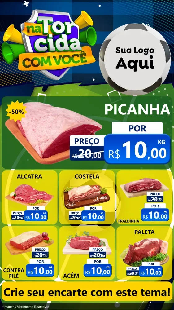 Modelo de Rede Social para Stories com o tema Na Torcida Com Você - Copa para Açougue