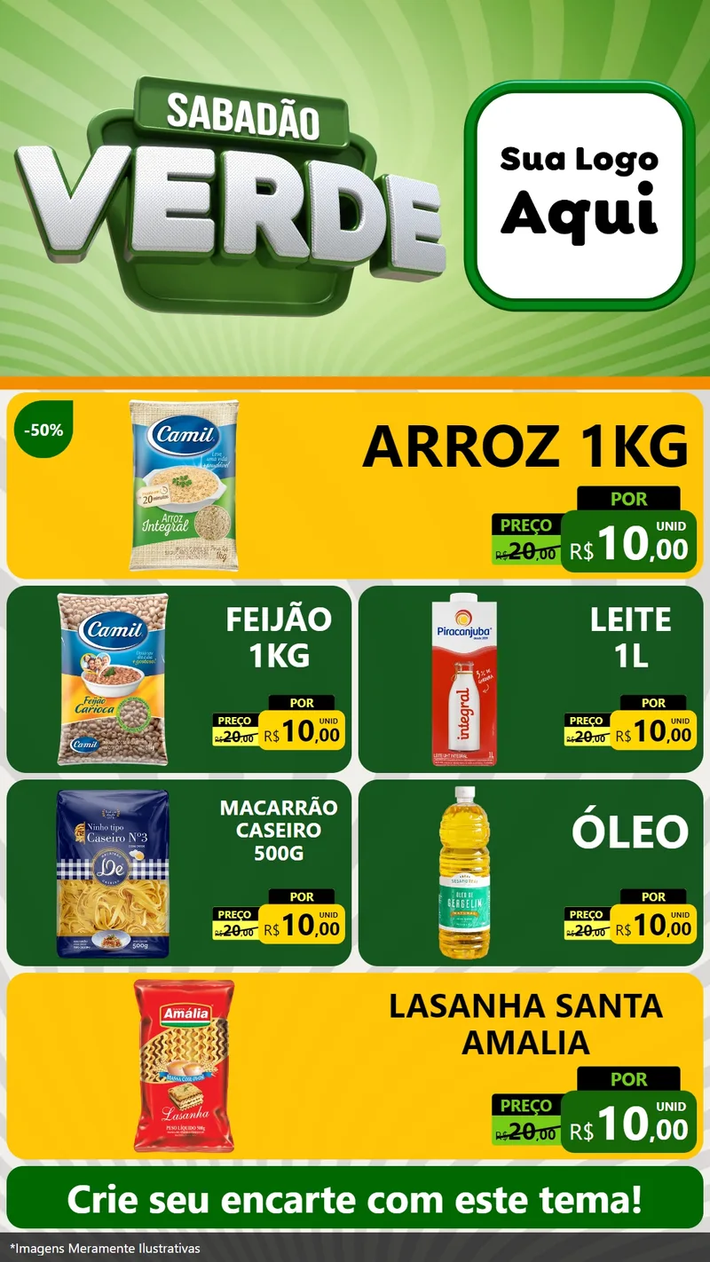 Modelo de TV para TV Vertical com o tema Sabadão Verde para Supermercado