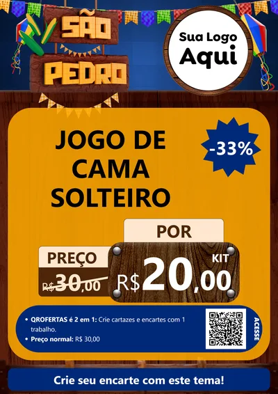 Modelo de Cartaz para Cartaz A4 Vertical com o tema São Pedro para Cama, Mesa e Banho