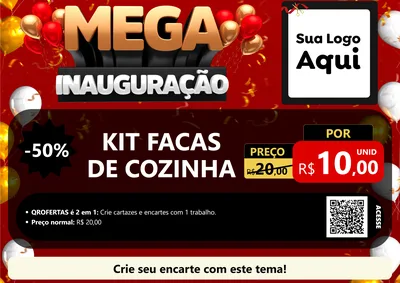 Modelo de Cartaz para Cartaz A4 Horizontal com o tema Mega Inauguração para Utilidades Domésticas