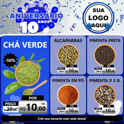 Modelo de Rede Social para Feed Facebook com o tema Promoção de Aniversário - 10 Anos para Produtos Naturais