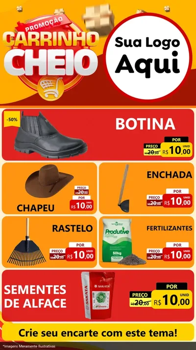 Modelo de TV para TV Vertical com o tema Promoção carrinho cheio para Agropecuária