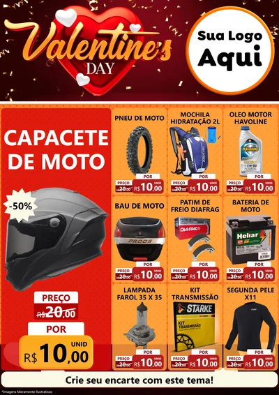 Modelo de Encarte para Encarte A4 Vertical com o tema Valentine's Day para Moto peças