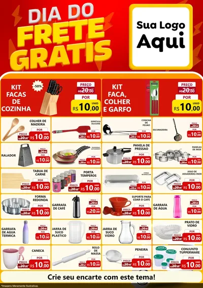 Modelo de Encarte para Encarte A4 Vertical com o tema Dia do Frete Grátis para Utilidades Domésticas