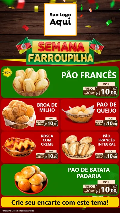 Modelo de TV para TV Vertical com o tema Semana Farroupilha para Padaria