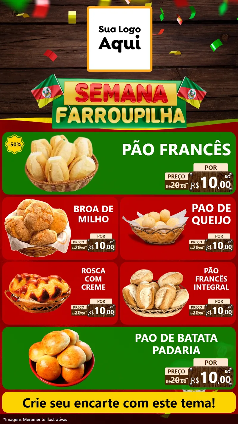 Modelo de TV para TV Vertical com o tema Semana Farroupilha para Padaria