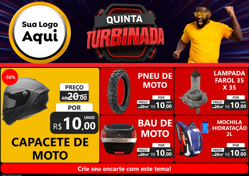 Modelo de Encarte para Encarte A4 Horizontal com o tema Quinta Turbinada para Moto peças