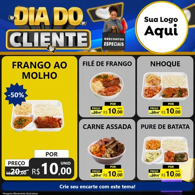 Modelo de Rede Social para Feed Facebook com o tema Dia Do Cliente para Restaurante