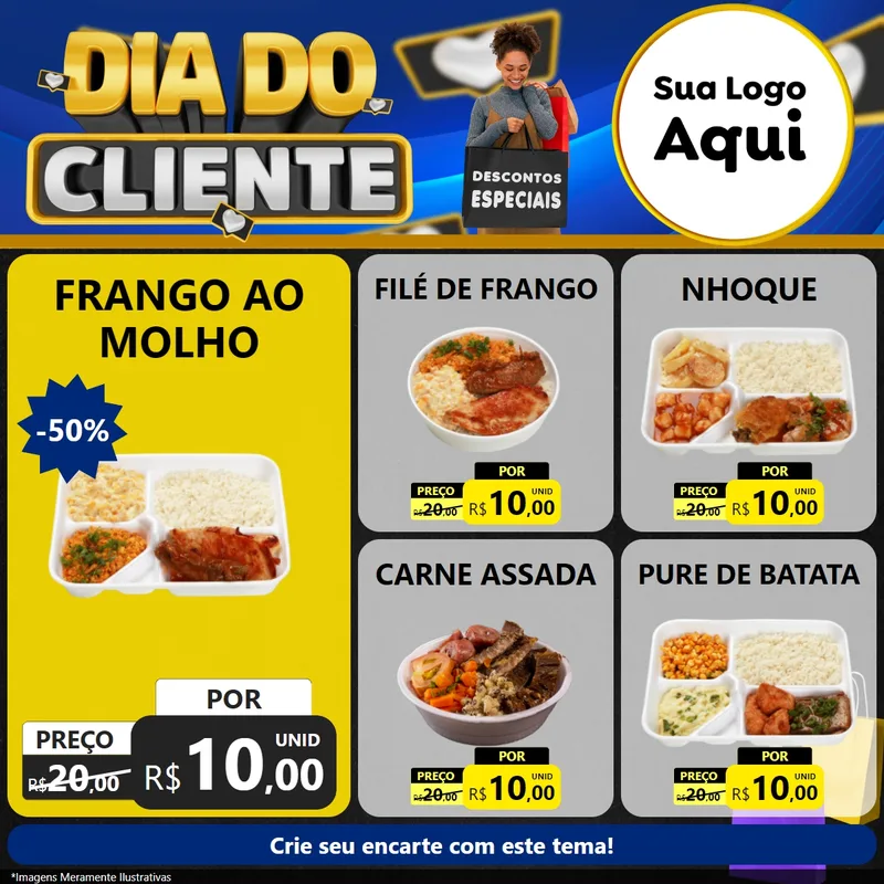 Modelo de Rede Social para Feed Facebook com o tema Dia Do Cliente para Restaurante