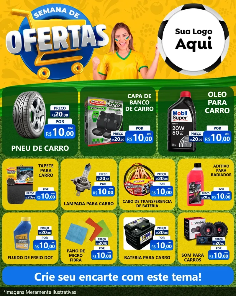 Modelo de Rede Social para Feed Instagram com o tema Semana de Ofertas - Copa para Auto peças
