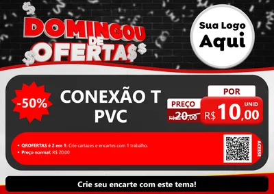 Modelo de Cartaz para Cartaz A4 Horizontal com o tema Domingou de Ofertas para Tubos e conexões