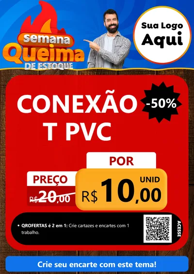 Modelo de Cartaz para Cartaz A4 Vertical com o tema Semana Queima de Estoque para Tubos e conexões