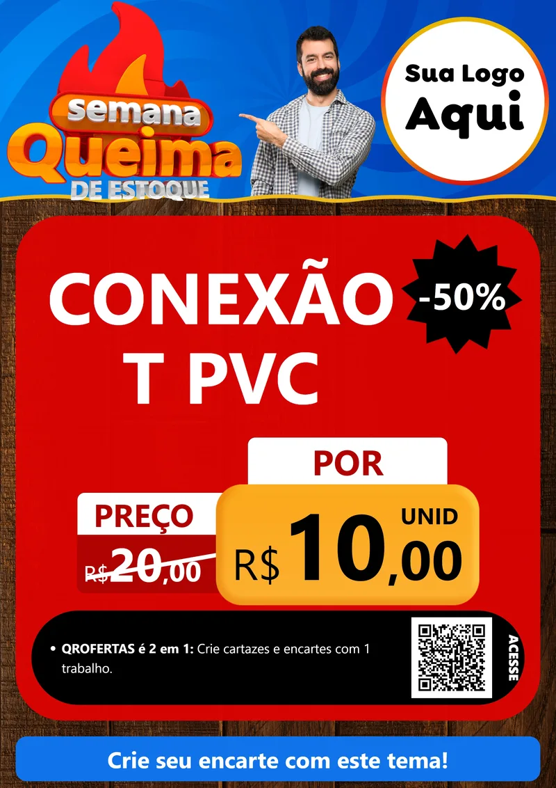 Modelo de Cartaz para Cartaz A4 Vertical com o tema Semana Queima de Estoque para Tubos e conexões
