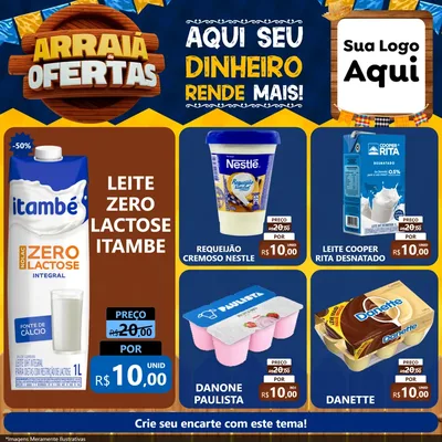 Modelo de Rede Social para Feed Facebook com o tema Arraiá de Ofertas - Junina para Frios e Laticínios