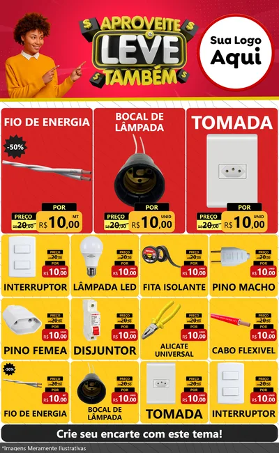 Modelo de Encarte para Encarte Grande com o tema Aproveite e Leve Também para Materiais Elétricos