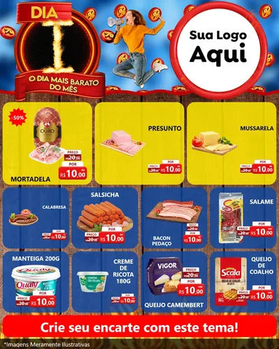 Modelo de Rede Social para Feed Instagram com o tema Dia I - O Dia Mais Barato Do Mês para Frios e Laticínios