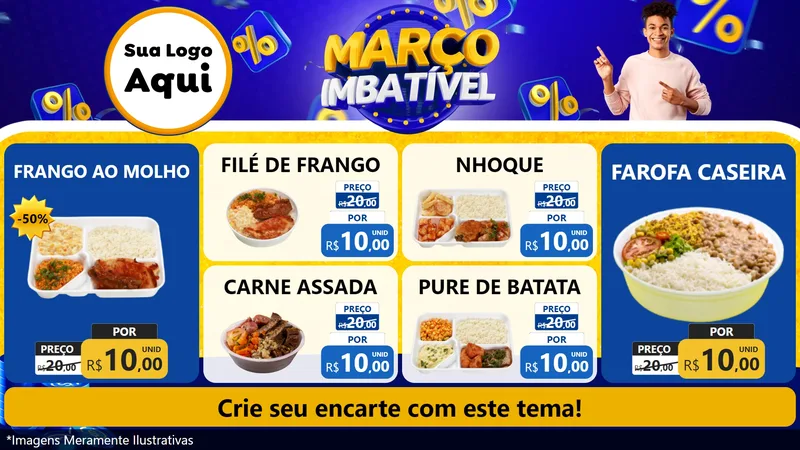 Modelo de TV para TV Horizontal com o tema Março Imbatível para Restaurante